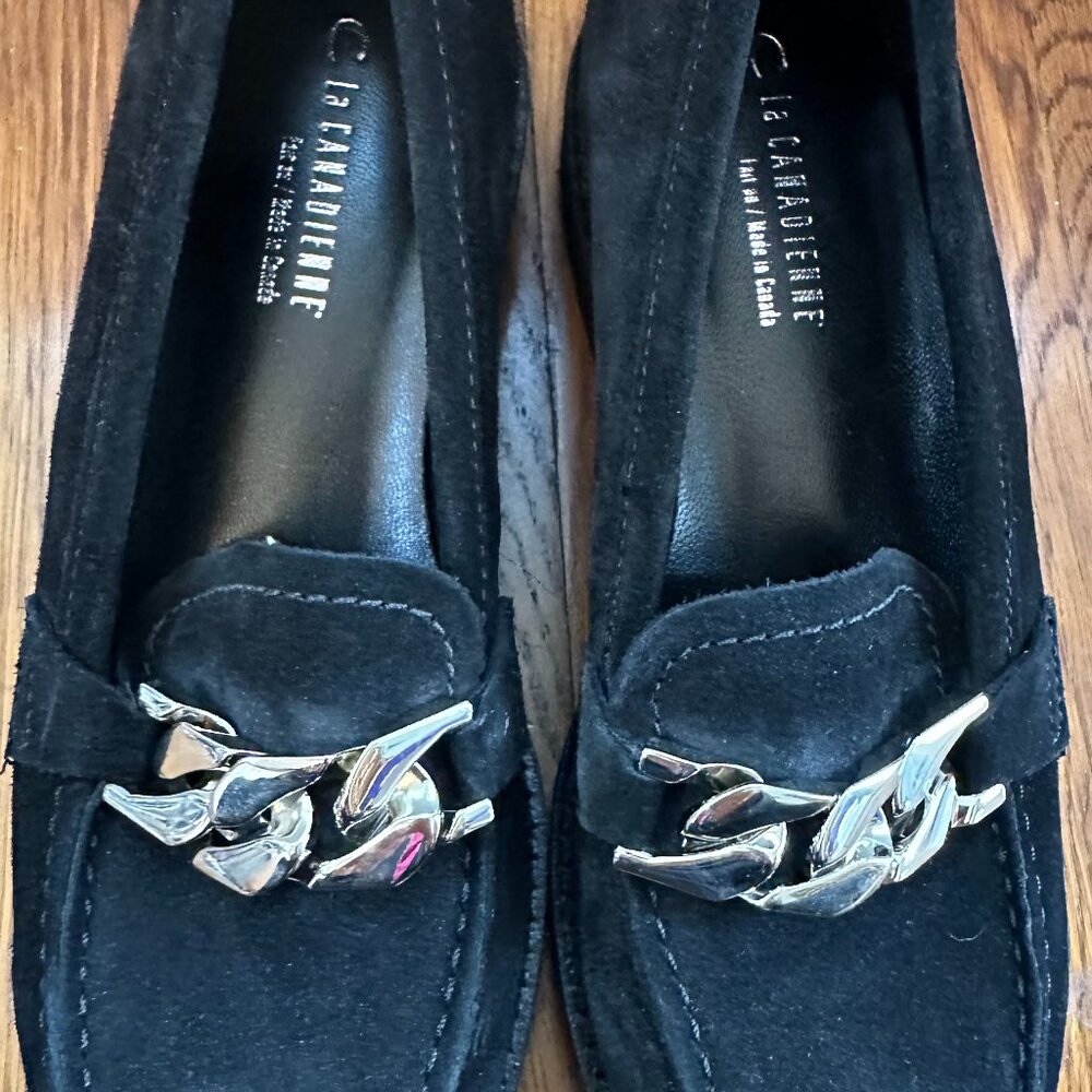 La Canadienne Black Suede Loafers
